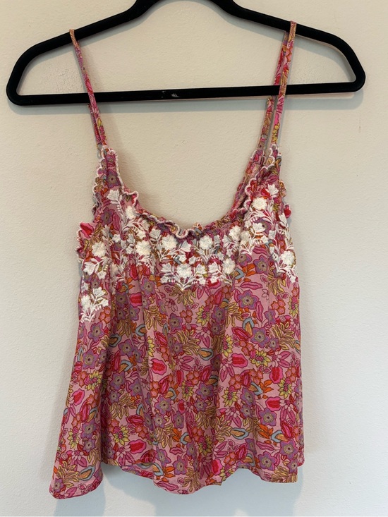 NATURAL LIFE Tops - NATURAL LIFE Pink Floral Lace-Trim Spaghetti Strap Camisole